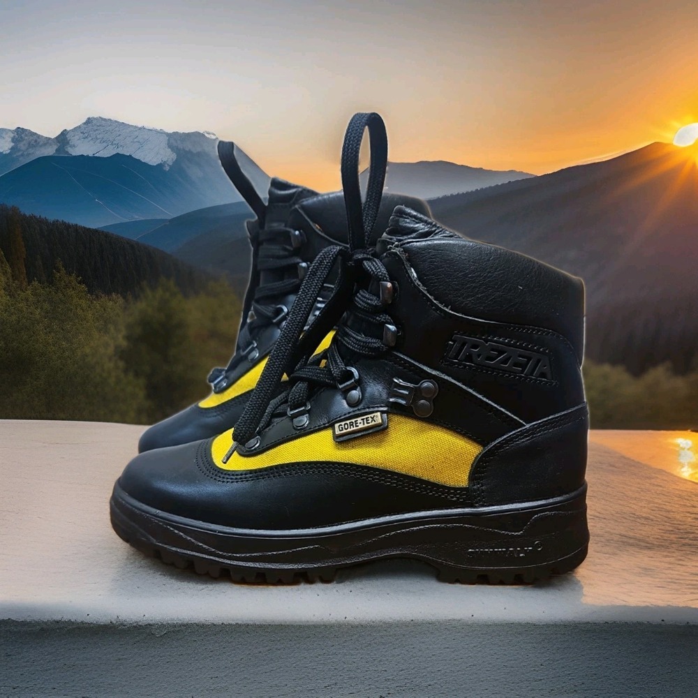 Trezeta Skywalk Boots Womens US Size 7.5 Black Yellow Gore Tex Hiking Waterproof